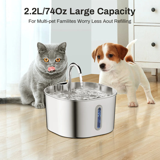 Fontaine Luxe Inox pour Chat - 2.2L Automatique